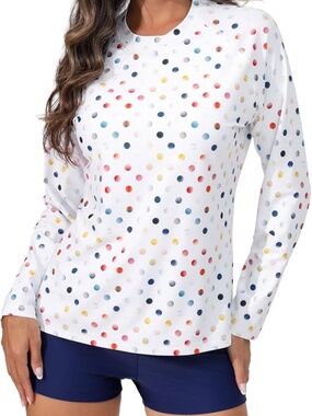 Women’s Multicolor Rash Guard Swimsuit Set Long Sleeve w/Boyshorts Sz. Medium